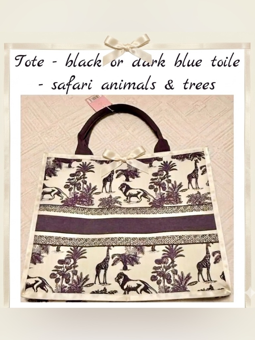Tote bag - Fleur & Fig - safari animals. New! Perfect condition 16W × 13.5H
